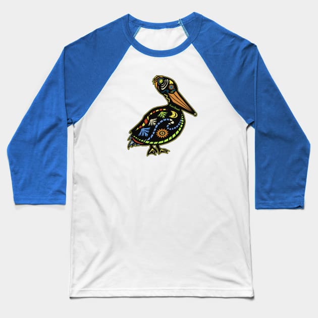 Kure Beach Pelican Baseball T-Shirt by Trent Tides